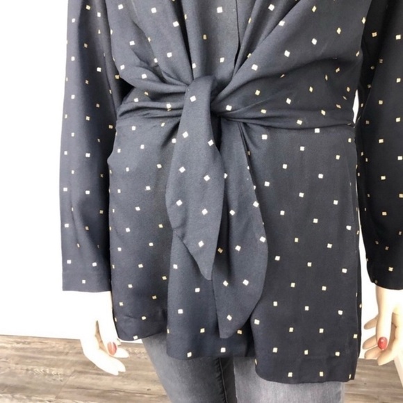 Vintage Sequel jacket/blazer V-neck long sleeve tie front black - Picture 10 of 13